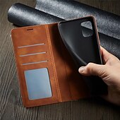 cheap Samsung Cases-Phone Case For Samsung Galaxy S24 S20 Plus S20 Ultra S20 S25 Ultra Full Body Case Leather Flip Flip Card Holder Magnetic Solid Colored PU Leather