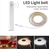 זול פנסי פס עמיד למים-תאורת led מתחת לארון, חיישן תנועה אלחוטי 3 מ&#039;/2 מ&#039;, מנורת פס לד עמיד למים למטבח, מדרגות, ארון בגדים, 1/2 יחידות ליד המיטה