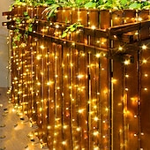 economico Striscie luci ad energia solare-Luci solari da esterno da 100 m con telecomando, 800 LED, 8 modalità, dimmerazione&amp;amp;timer, luci da giardino di Natale impermeabili in bianco caldo, bianco&amp;amp; blu