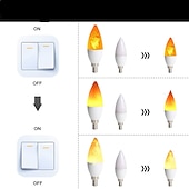 olcso LED-es gömbizzók-4db led tűz láng izzó e12 c35 3w meleg fehér led csillár izzók lángmentesen villódzó rendezvényekhez fesztivál karácsonyi ünnep dekoráció 3 mód