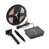 ieftine benzi luminoase impermeabile-Bandă de lumină solară cu LED-uri pentru grădină 5m 16.4ft rezistent la apă alb cald rgb 2835smd terasa de Crăciun balcon scări pergola decor 8mm 150 led-uri