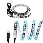cheap USB Strip Lights-1set LED Light Strips RGB Tiktok Lights USB DC 5V 5050 RGB Mini 3Key Remote Flexible Light IP65 1m TV Background Lighting Ribbon Tape