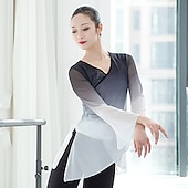 voordelige Balletkleding-ademende ballet top split dames trainingsprestaties lange mouw hoog stretch garen polyester