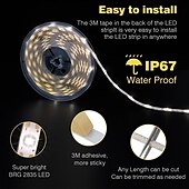 ieftine benzi luminoase impermeabile-Bandă de lumină solară cu LED-uri pentru grădină 5m 16.4ft rezistent la apă alb cald rgb 2835smd terasa de Crăciun balcon scări pergola decor 8mm 150 led-uri