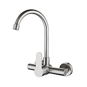 cheap Rotatable-Kitchen Faucet,Stainless Steel Rotatable Wall Mounted Single Handle Two Holes Kitchen Taps with Hot and Cold Switch