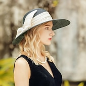 preiswerte Partyhut-Hüte Naturfaser Flachs Fischerhut Strohhut Casual Elegant Mit Schleife Kopfschmuck Kopfbedeckung