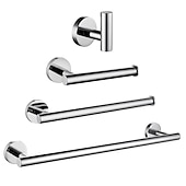 economico Set di accessori da bagno-set accessori bagno multifunzione porta accappatoio e bagno asta singola acciaio inox lucidato a specchio argentato 4pz