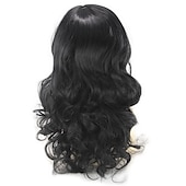 economico parrucca più vecchia-parrucche bionde per le donne parrucca sintetica onda del corpo ondulata con frangetta parrucca parte laterale delle donne capelli sintetici parrucche bionde biondo lungo nero / rosso biondo nero 22