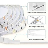 Χαμηλού Κόστους Έλεγχος μέσω WiFi-65,6ft (4x5m) έξυπνη εφαρμογή ελέγχου led strip φώτα wifi 5050 rgb 360 led λειτουργούν με alexa google με κιτ προσαρμογέα dc12v