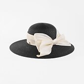 preiswerte Partyhut-Hüte Naturfaser Flachs Fischerhut Strohhut Casual Elegant Mit Schleife Kopfschmuck Kopfbedeckung