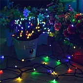 economico Striscie luci ad energia solare-Luci solari da esterno da 100 m con telecomando, 800 LED, 8 modalità, dimmerazione&amp;amp;timer, luci da giardino di Natale impermeabili in bianco caldo, bianco&amp;amp; blu