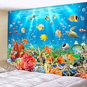 cheap Animal Tapestries-Wall Tapestry Art Decor Blanket Curtain Picnic Tablecloth Hanging Home Bedroom Living Room Dorm Decoration Animal Fish Underwater World