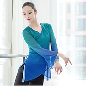 voordelige Balletkleding-ademende ballet top split dames trainingsprestaties lange mouw hoog stretch garen polyester