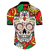 voordelige Heren shirts-Voor heren Wielrenshirt Doodskoppen Met Patroon Suiker schedel Korte mouw Fietsen Shirt Kleding Bovenlichaam met 3 achterzakken Bergracen Wegwielrennen Fietsen Sneldrogend Ultra-Violetbestendig