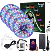 お買い得  WiFi&amp;音楽コントロール-ZDM 20M(4 * 5M)アプリインテリジェント制御Bluetooth音楽同期フレキシブルLEDストリップライト防水2835 RGB SMD 1080 LED IR 24キーBluetoothコントローラー(12Vアダプターキット付き)