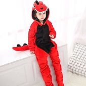 cheap Animal Costume-Kid's Kigurumi Pajamas Dinosaur Animal Patchwork Onesie Pajamas Flannel Toison Cosplay For Boys and Girls Animal Sleepwear Cartoon Festival Holiday Costumes Leotard Costumes