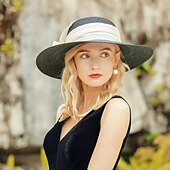 preiswerte Partyhut-Hüte Naturfaser Flachs Fischerhut Strohhut Casual Elegant Mit Schleife Kopfschmuck Kopfbedeckung