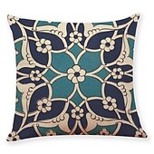 baratos estilo geométrico-Capa de almofada com 9 peças com impressão de padrão geométrico simples casual quadrada tradicional clássica falsa almofada de linho para sofá-cama poltrona