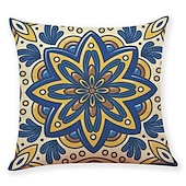 baratos estilo geométrico-Capa de almofada com 9 peças com impressão de padrão geométrico simples casual quadrada tradicional clássica falsa almofada de linho para sofá-cama poltrona