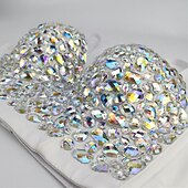 billige Eksotisk dansebekledning-Eksotiske danseklær Vest Krystall / Rhinestone Paljetter Dame Ytelse Temafest Ermeløs Polyester