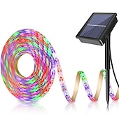 ieftine benzi luminoase impermeabile-Bandă de lumină solară cu LED-uri pentru grădină 5m 16.4ft rezistent la apă alb cald rgb 2835smd terasa de Crăciun balcon scări pergola decor 8mm 150 led-uri
