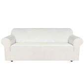abordables Funda de sofá-Funda de sofá elástica de terciopelo elástico, para sofá seccional, sillón, sofá de dos plazas, burdeos, rojo, 4 o 3 plazas, en forma de L, color liso, suave y duradera