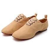 ieftine Pantofi Jazz-pantofi de dans jazz de pânză neagră pentru femei cu design cu șireturi – încălțăminte confortabilă și ușoară pentru dansul jazz, de sală, latin și social