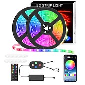 billiga WiFi och musikkontroll-smart rgb led strip lights 10m 32.8ft musik sync 600leds färgskiftande bluetooth app kontroll för sovrum rum tv fest sovrum rum tv bakgrundsbelysning pc skrivbord kök