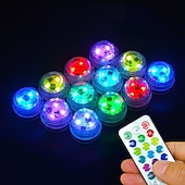 economico Luci subacquee-12pcs subacquea sommergibile esterna led piscina luce con telecomando a batteria lampada da notte subacquea serbatoio di pesci stagno piscina acquario vaso di natale decorazione della festa nuziale