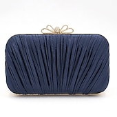 preiswerte Clutches &amp; Taschen für die Abendgarderobe-Elegante weiße Plissee-Clutch für Damen – Abendhandtasche mit Strass-Schleife für Hochzeiten, Partys und formelle Anlässe