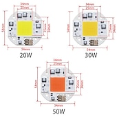 preiswerte LED-Zubehör-LED Cob Chip LED Licht 110V 220V 20W 30W 50W warmweiß weiß smart ic kein Schweißen keine Notwendigkeit Treiber smd Licht Perlen für Scheinwerfer Scheinwerfer Außenlampe DIY Beleuchtung 1pc