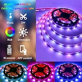 billiga WiFi och musikkontroll-5050 led strip lampor 10m smart rgb led light strip musik synk 300leds färgbyte ljus strips Bluetooth app kontroll med fjärrkontroll för sovrum rum tv party sovrum rum tv bakgrundsbelysning pc