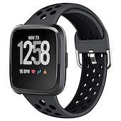billige Fitbit klokkebånd-Klokkerem til Fitbit Versa 2 / Versa Lite / Versa SE / Versa Silikon Erstatning Stropp Myk Pustende Sportsrem Armbånd