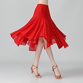 abordables Ropa de baile de salón-Baile de Salón Faldas Color Puro Mujer Rendimiento Entrenamiento Ropa Cotidiana Cintura Alta Poliéster
