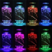 baratos Luzes Subaquáticas-luzes led submersíveis ao ar livre à prova d&#039;água 10 led rgb lâmpada de pesca subaquática luzes de fonte de lagoa controle remoto operado por bateria 16 cores luzes de piscina para vaso aquário tanque de peixes
