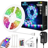 お買い得  WiFi&amp;音楽コントロール-10m33ftスマートsmd5050rgbledストリップライトwifiアプリ制御音楽同期作業withalexagoogleホームキッチンテレビパーティー180ledswith24キーコントローラーdc12v