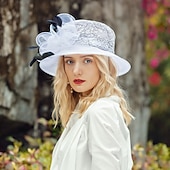 levne Fascinátory a klobouky-Klobouky Organza Kbelík Svatební Večírek Melbourne Cup koktejl Royal Astcot Doplňky do vlasů Elegantní S Peří Mašle Přílba Pokrývky Hlavy
