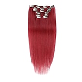 abordables Extensions à Clips-A Clipser Extensions de cheveux Cheveux Naturel Rémy Clip sur les extensions de cheveux 7 pièces 100 g Pack Droit Blond 14-24 pouce Extensions de cheveux