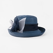 preiswerte Partyhut-Hüte Polyester-Eimerhut Strohhut Lässiger Urlaub mit Bowknot-Kopfbedeckung Kopfbedeckung