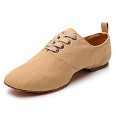 ieftine Pantofi Jazz-pantofi de dans jazz de pânză neagră pentru femei cu design cu șireturi – încălțăminte confortabilă și ușoară pentru dansul jazz, de sală, latin și social