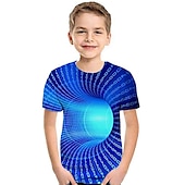 voordelige Jongens 3D Visie &amp; Geometrie-Jongens 3D Kleurenblok Regenboog 3D Print T-shirt Korte mouw 3D-afdrukken Zomer Actief Sport Streetwear Kinderen