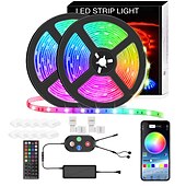 billiga WiFi och musikkontroll-5050 led strip lampor 10m smart rgb led light strip musik synk 300leds färgbyte ljus strips Bluetooth app kontroll med fjärrkontroll för sovrum rum tv party sovrum rum tv bakgrundsbelysning pc