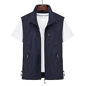 voordelige actieve bovenkleding voor heren-Voor heren Vissersvest Wandelvest Mouwloos Overkleding Rits top Buiten waterdicht Winddicht Ultralicht (UL) Ademend Chinlon Zwart Leger Groen Grijs Jagen Vissen Klimmen / Sneldrogend / Multi Pocket