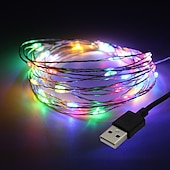 Недорогие Питание от USB-2 шт. 20 м светодиодных гирлянд, USB-гирлянда, 400 светодиодов теплого белого цвета, белый, синий для уличного рождественского гибкого украшения