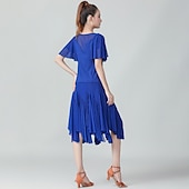abordables Tenues de danse latine-Danse latine Jupes Volants en cascade Ruché Combinaison Femme Utilisation Entraînement Manche Courte Taille moyenne Polyester