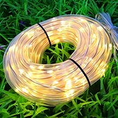 economico Strisce LED-10m 100 led involucro luci stringa impermeabili 8 modalità di controllo 1 set staffa di montaggio bianco caldo bianco rgbwarm impermeabile esterno solare luce del giardino luci alimentate a energia