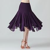 abordables Ropa de baile de salón-Baile de Salón Faldas Color Puro Mujer Rendimiento Entrenamiento Ropa Cotidiana Cintura Alta Poliéster