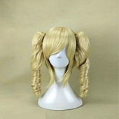 cheap Movie Character Wigs-Ponytail Wig Cosplay  Wig Synthetic Wig Cosplay Wig Lolita Curly Cute With 2 Ponytails Wig Medium Length Light golden Black Orange Synthetic Hair 18 inchWomen&#039;sCosplay Blonde hairjoy Halloween Wigs