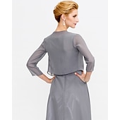 preiswerte Wickel der Mutter-3/4-Ärmel Chiffon Boleros Hochzeits-  Party-  Abendkleider Damen Hochzeitsgast Wraps mit einfarbigem Kleid zum Beeindrucken