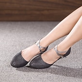 abordables Chaussures de bal, de danse moderne-Chaussures de danse à paillettes dorées pour femmes – talons élégants à bride à la cheville avec semelle en daim souple et accents métalliques pour la danse de salon, la danse latine et les occasions spéciales